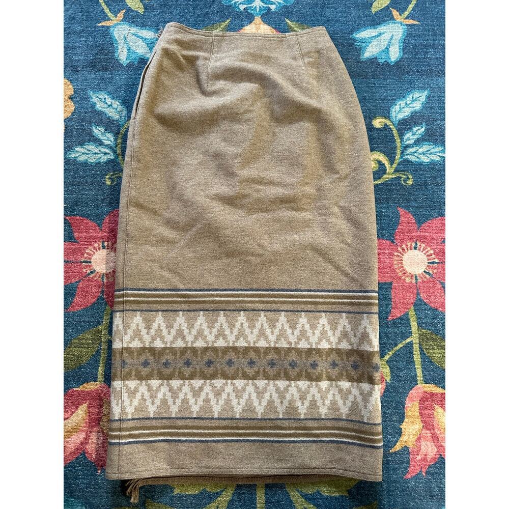 Vintage Lizsport Petite Wool Blend Southwestern Blanket Wrap Skirt Size 2 - Picture 3 of 7